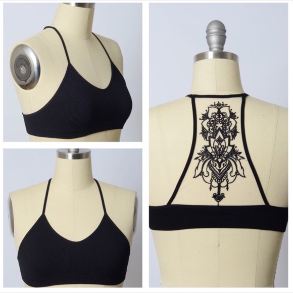 🔥BESTSELLER🔥Black tattoo mesh bralette - Picture 3 of 15